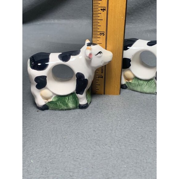 Cow Napkin Holder Ring Set of 4 Ceramic Vintage Farmhouse Decor - Picture 15 of 16